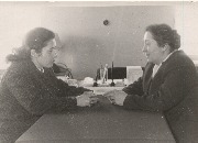 Первый секретарь Лескенского района РККПСС Аминат Хашметова и Х. Байрамукова.jpg